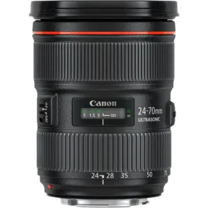 Canon EF 24-70mm f/2.8L II USM em perfil frontal