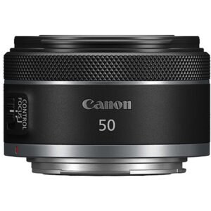 Lente Canon RF50mm F1.8 STM em vista lateral