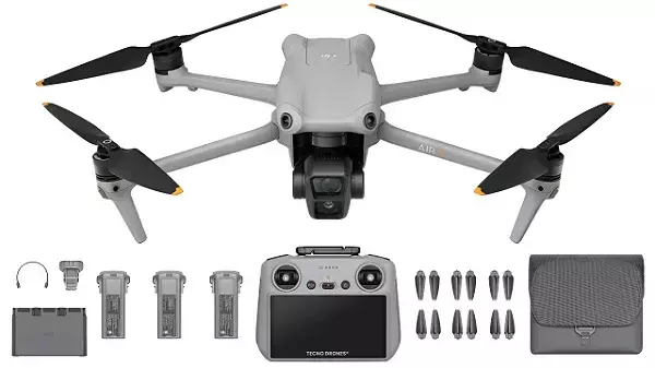Drone DJI Air 3 Fly More Combo com RC 2 — visão geral complementar Visão geral do DJI Air 3 Fly More Combo com RC 2